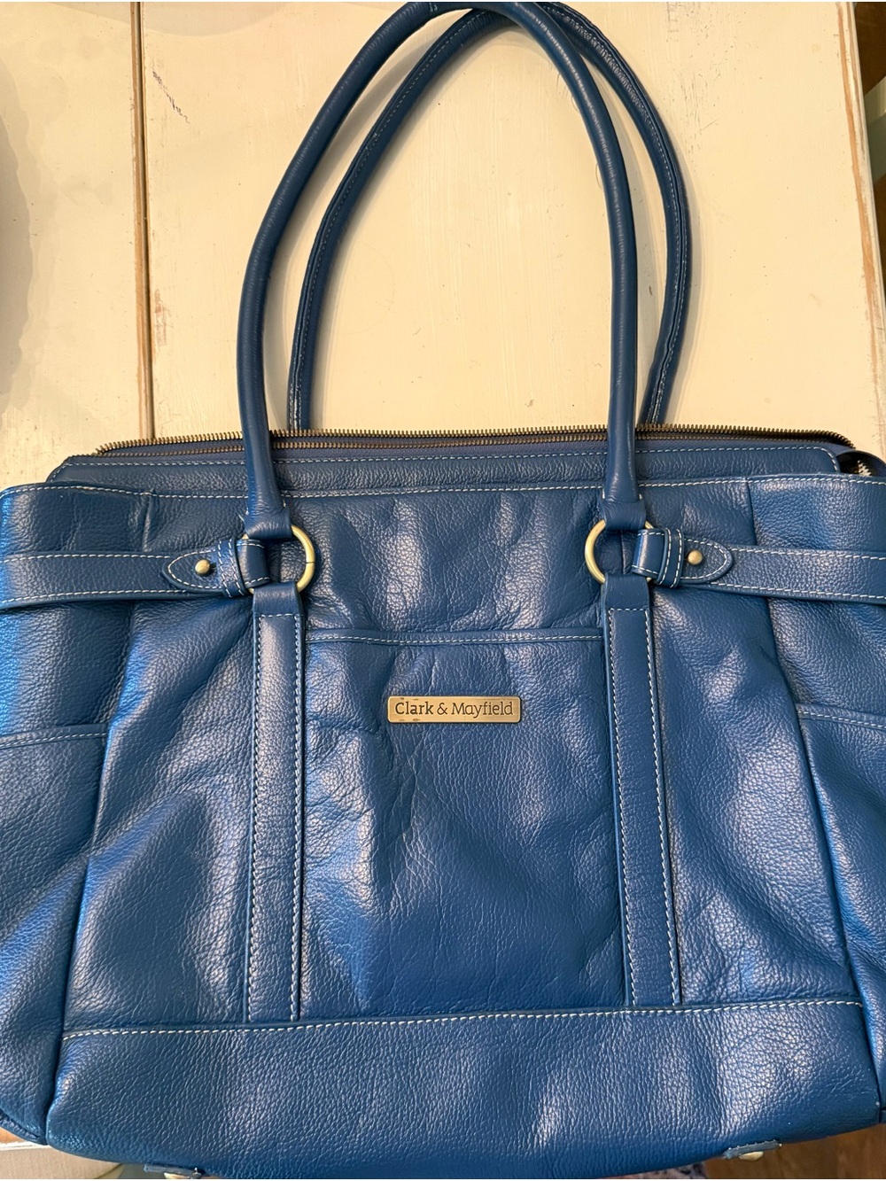 XL Blue Clark and Mayfield Business Tote with padded computer pocket